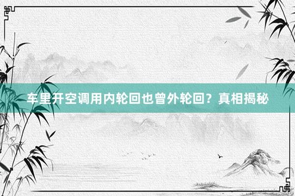 车里开空调用内轮回也曾外轮回？真相揭秘